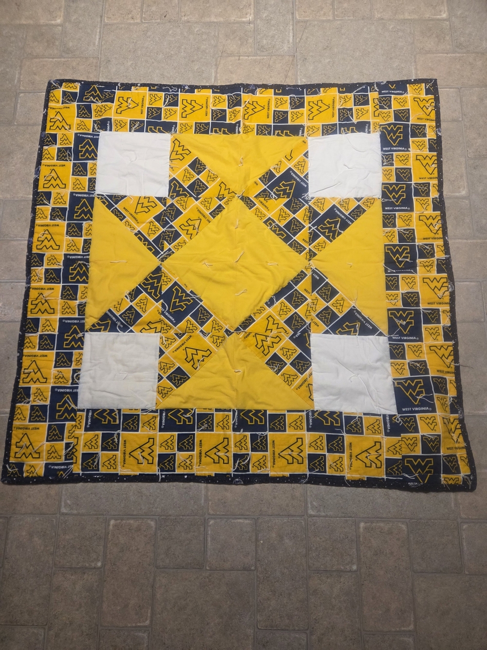 West Virginia Mountaineers Wvu Baby Quilt Handmade 34"x34"Boy Or Girl